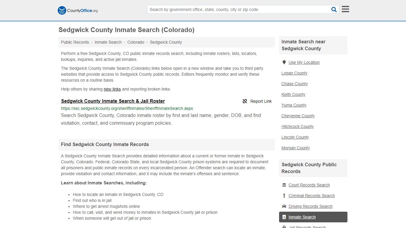 Inmate Search - Sedgwick County, CO (Inmate Rosters ...